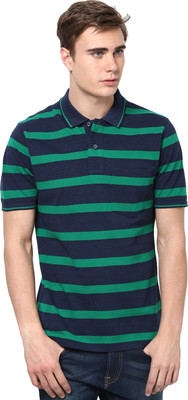 

Mudo Striped Men's Polo Neck Green, Blue T-Shirt