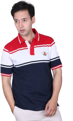 

Proline Striped Men's Flap Collar Neck Blue T-Shirt
