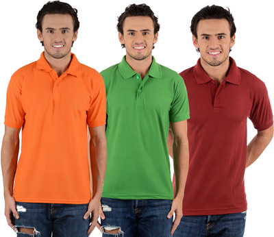 

Blaze Solid Men's Polo Neck Multicolor T-Shirt(Pack of 3, Light green;maroon;orange