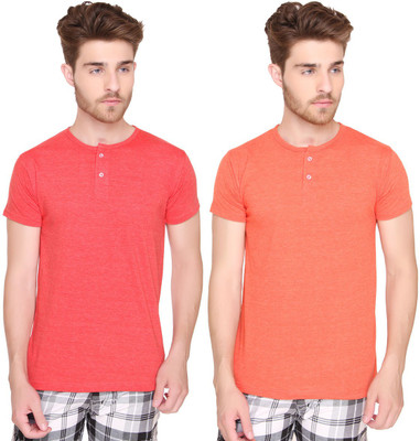 

SayItLoud Solid Men's Round Neck Red, Orange T-Shirt(Pack of 2, Orange melange;red melange