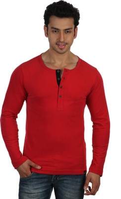 

Rigo Solid Men's Henley Red T-Shirt