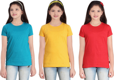 

FabTag - Sini Mini Girls Solid T Shirt(Multicolor