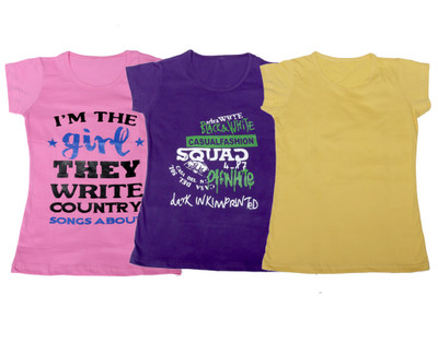 

IndiWeaves Girls Printed T Shirt(Multicolor, Pink & purple & yellow
