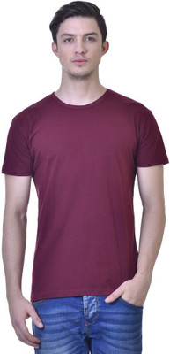 

Inkovy Solid Men' Round Neck Maroon T-Shirt