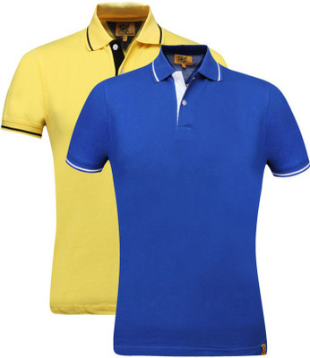 

Campus Sutra Solid Men Henley Multicolor T-Shirt(Pack of 2, Royal blue;yellow