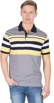 

Wilkins & Tuscany Striped Men' Polo Neck Gold T-Shirt, Auck navy gold