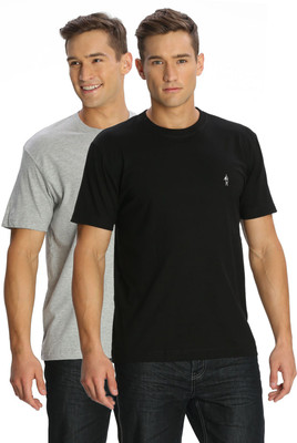 

Jockey Solid Men's Round Neck Grey, Black T-Shirt(Pack of 2), Castd