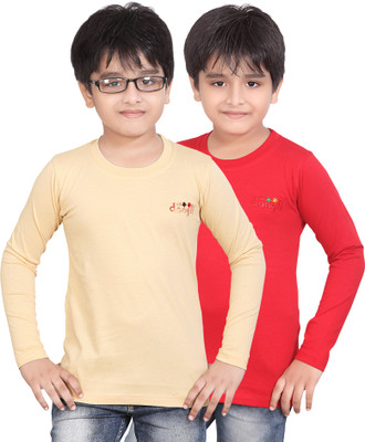 

FabTag - Dongli Boys Solid, Self Design T Shirt(Multicolor, Pack of 2, Multicolor_11