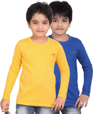 

FabTag - Dongli Boys Solid, Self Design T Shirt(Multicolor, Pack of 2, Multicolor_5