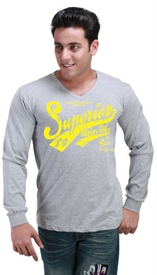 

Inkovy Graphic Print Men' V-neck Grey T-Shirt