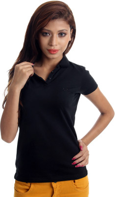 

Wrangler Solid Women's V-neck Black T-Shirt
