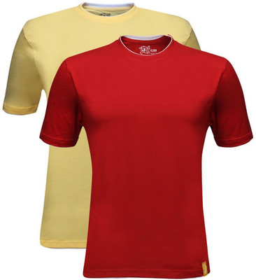

Campus Sutra Solid Men Henley Multicolor T-Shirt(Pack of 2, Red;yellow