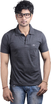 

Spur Solid Men's Polo Neck Grey T-Shirt, Anthra melange