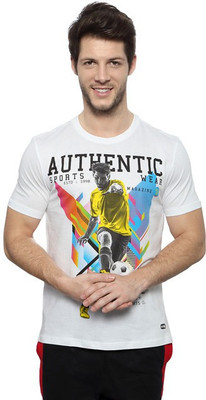 

Ajile by Pantaloons Printed Men' Round Neck White T-Shirt