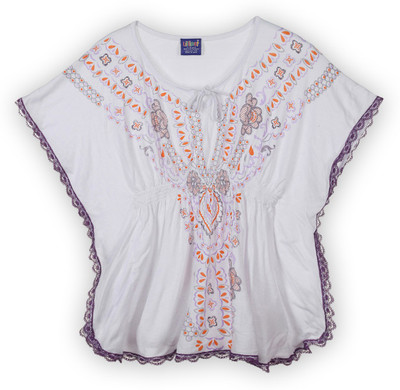 

Lilliput Girls Solid T Shirt(White, Purple light
