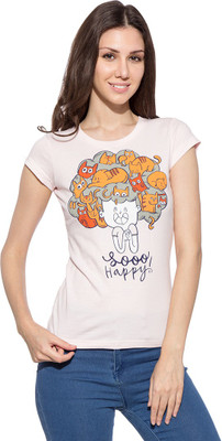

Chimp Graphic Print Women' Round Neck Pink T-Shirt, Blushing bride