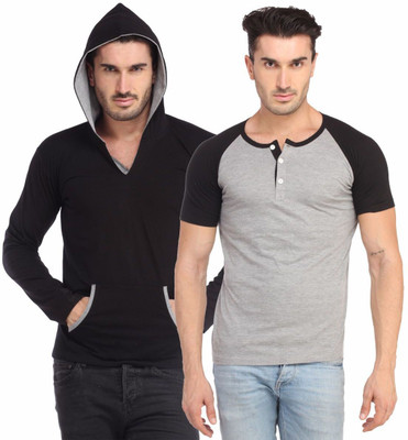 

Leana Striped Men' Henley Multicolor T-Shirt(Pack of 2