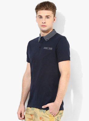 

Jack & Jones Solid Men's Polo Neck Dark Blue T-Shirt, Navy blazer