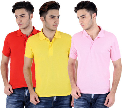 

Sanvi Traders Solid Men Polo Neck Multicolor T-Shirt(Pack of 3