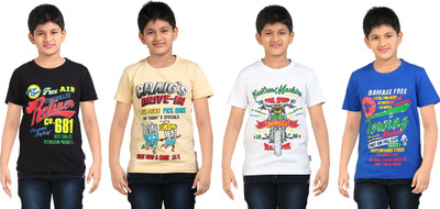 

FabTag - Dongli Boys Printed T Shirt(Multicolor, Pack of 4, Combo color