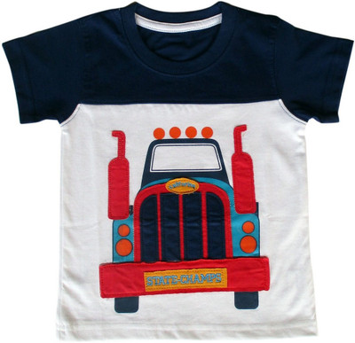 

Globe Boys Applique Cotton T Shirt(White, Pack of 1