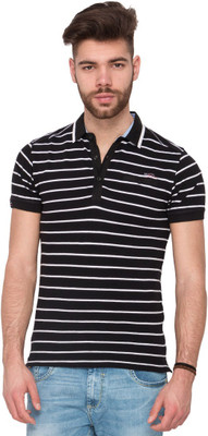 

Mufti Striped Men's Polo Neck Black T-Shirt
