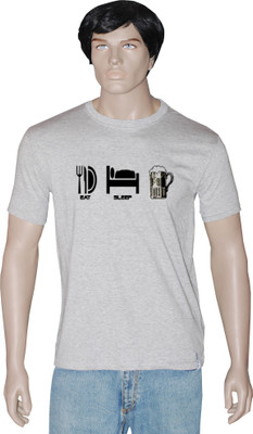 

Tshirt.in Graphic Print Men's Round Neck Grey T-Shirt, Grey melange