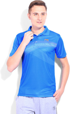 

Li-Ning Printed Men's Polo Neck Blue T-Shirt