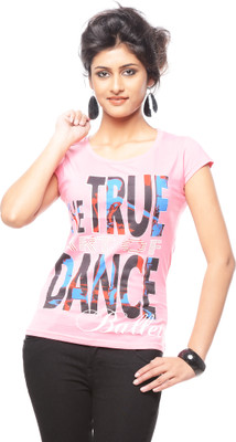 

Trendy Girlz Graphic Print Women's Round Neck Pink T-Shirt, Strawberry pink