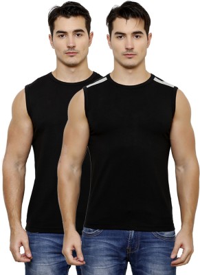 Casual Tees Solid Men Round Neck Black, Grey T-Shirt