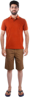 

Indian Terrain Printed Men's Polo Neck Brown T-Shirt, Caramel