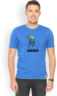 

Campus Sutra Printed Men Round Neck Blue T-Shirt, Royal blue