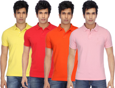 Concepts Solid Men Polo Neck Multicolor T-Shirt
