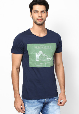 

Jack & Jones Graphic Print Men's Round Neck Dark Blue T-Shirt, Dress blues