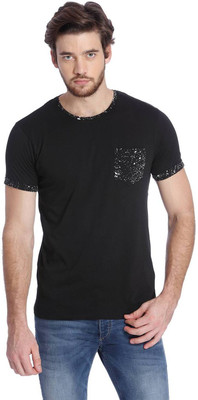 

Jack & Jones Self Design Men's Round Neck Black T-Shirt