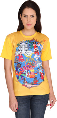 

Idiot Theory Graphic Print Women' Round Neck Yellow T-Shirt