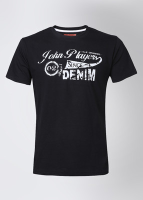 

John Players Printed Men's Round Neck Black T-Shirt, 1a1