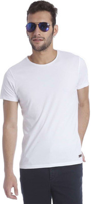 

Jack & Jones Solid Men' Round Neck White T-Shirt
