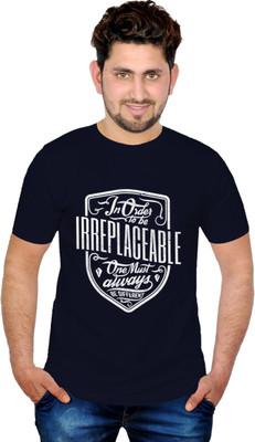 

INKIT Graphic Print Men' Round Neck Dark Blue T-Shirt, Navy blue