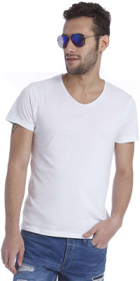

Jack & Jones Solid Men' V-neck White T-Shirt