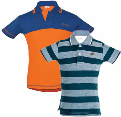 

Gkidz Boys Solid Cotton T Shirt(Multicolor, Pack of 2, Royal