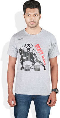 

Kingaroo Printed Men's Round Neck Grey T-Shirt, Grey milange