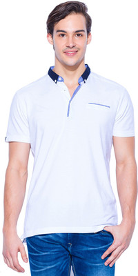 

Mufti Solid Men's Polo Neck White T-Shirt