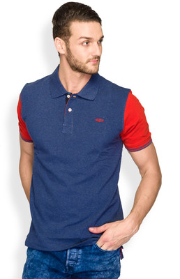 

ColorPlus Solid Men' Polo Neck Blue T-Shirt