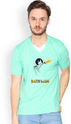 

Campus Sutra Solid Men V-neck Green T-Shirt, Sea green