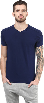 

PUNK Solid Men's V-neck Dark Blue T-Shirt, Navy