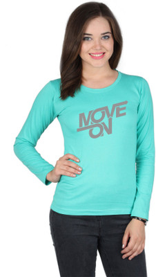 

SayItLoud Printed Women's Round Neck Green T-Shirt, Aqua green