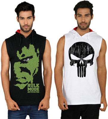 

SayItLoud Printed Men's Hooded Multicolor T-Shirt(Pack of 2