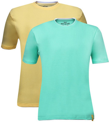 

Campus Sutra Solid Men Henley Multicolor T-Shirt(Pack of 2, Sea green;yellow