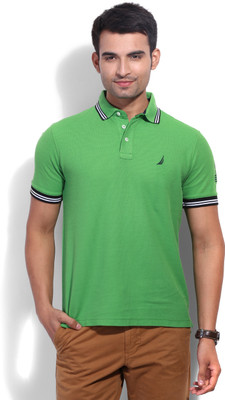 

Nautica Solid Men's Polo Neck Green T-Shirt, 3qu